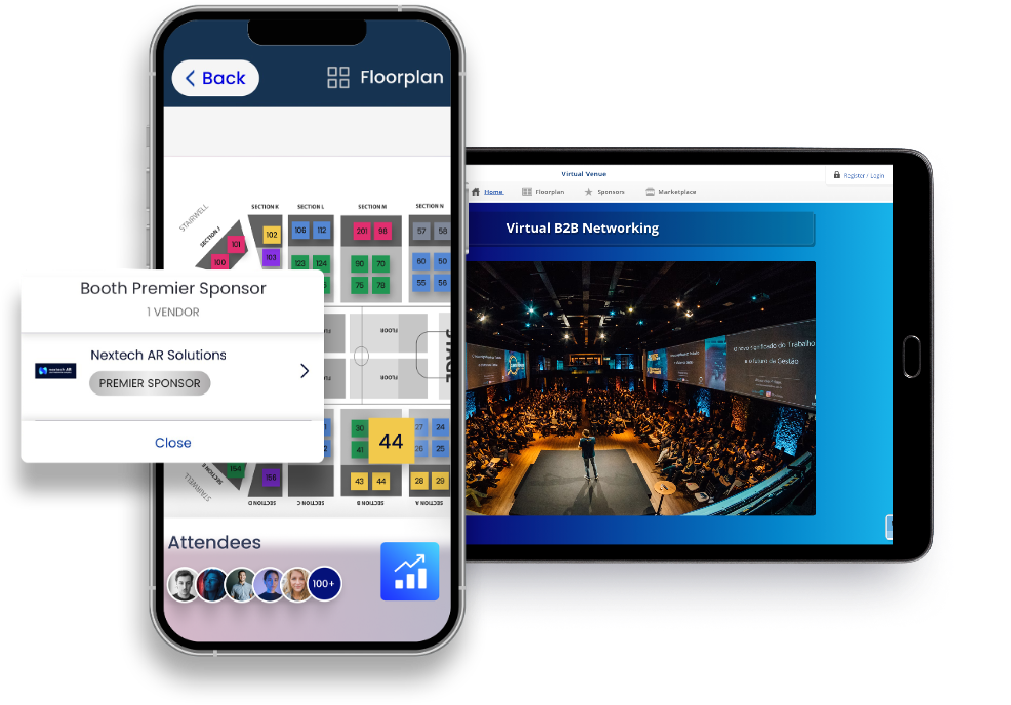Custom report builder for event boards and sponsor performance metrics